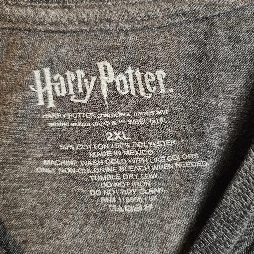 💘Harry Potter Hogwarts School Gray Short Sleeve Cotton Blend Tee Size 2XL